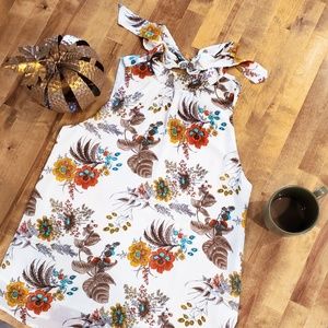 🎉 HP!🎉 DNA Couture Ivory Floral Neck Tie Top